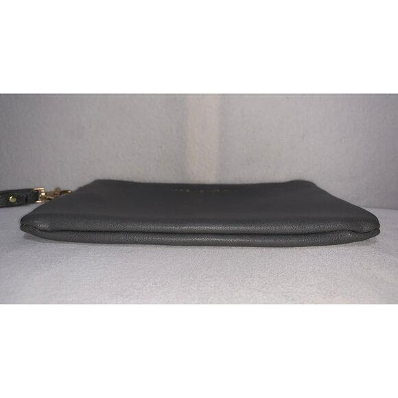 Adrienne Vittadini Large Wallet Wristlet Pouch Gray Gold - Picture 4 of 10